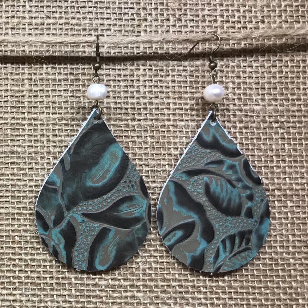 Large genuine leather earrings